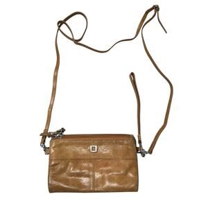 Lodis Tan Leather Crossbody Mini Handbag Purse Bag Womens Magnetic Closure